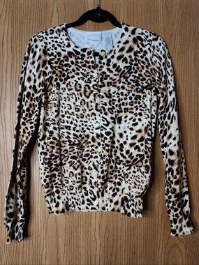 Vintage Liz Claiborne 100% Cotton Leopard Print Cardigan
